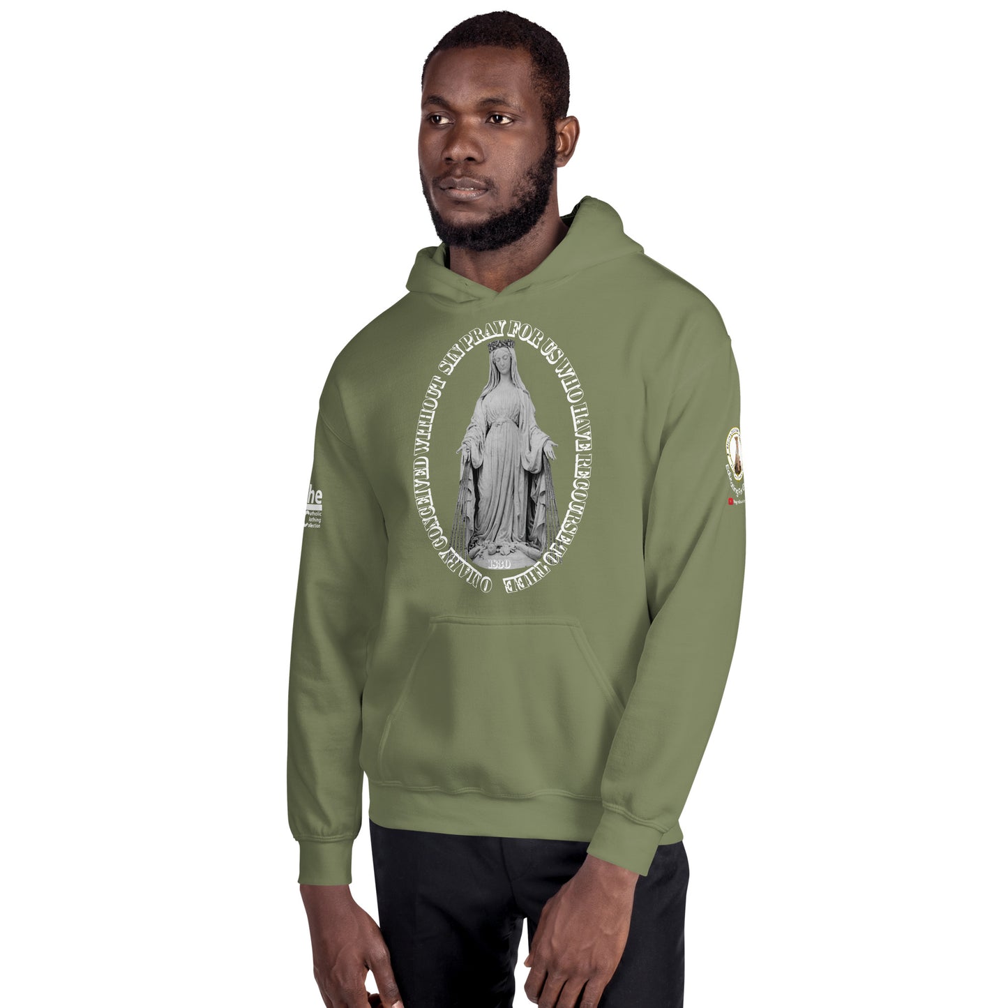 Miraculous Medal (coloured Hearts) Men's Hoodie