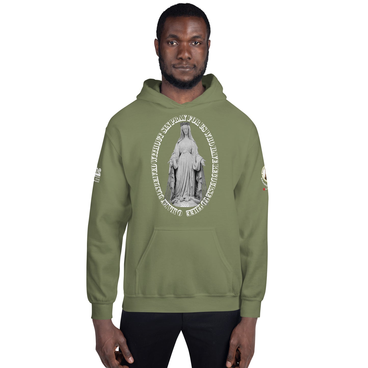 Miraculous Medal (coloured Hearts) Men's Hoodie