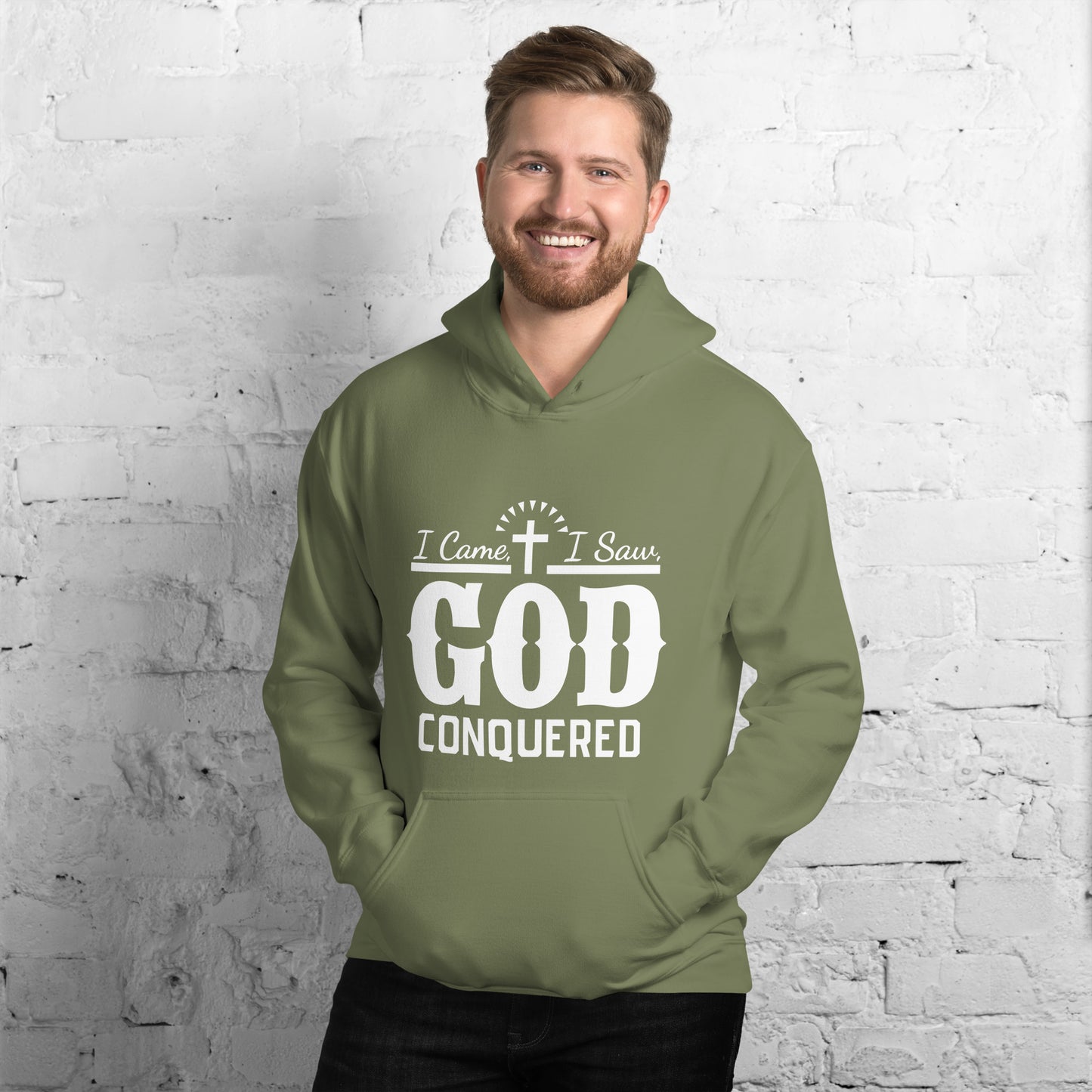 I Came I Saw God Conquered Men's Christian Hoodie