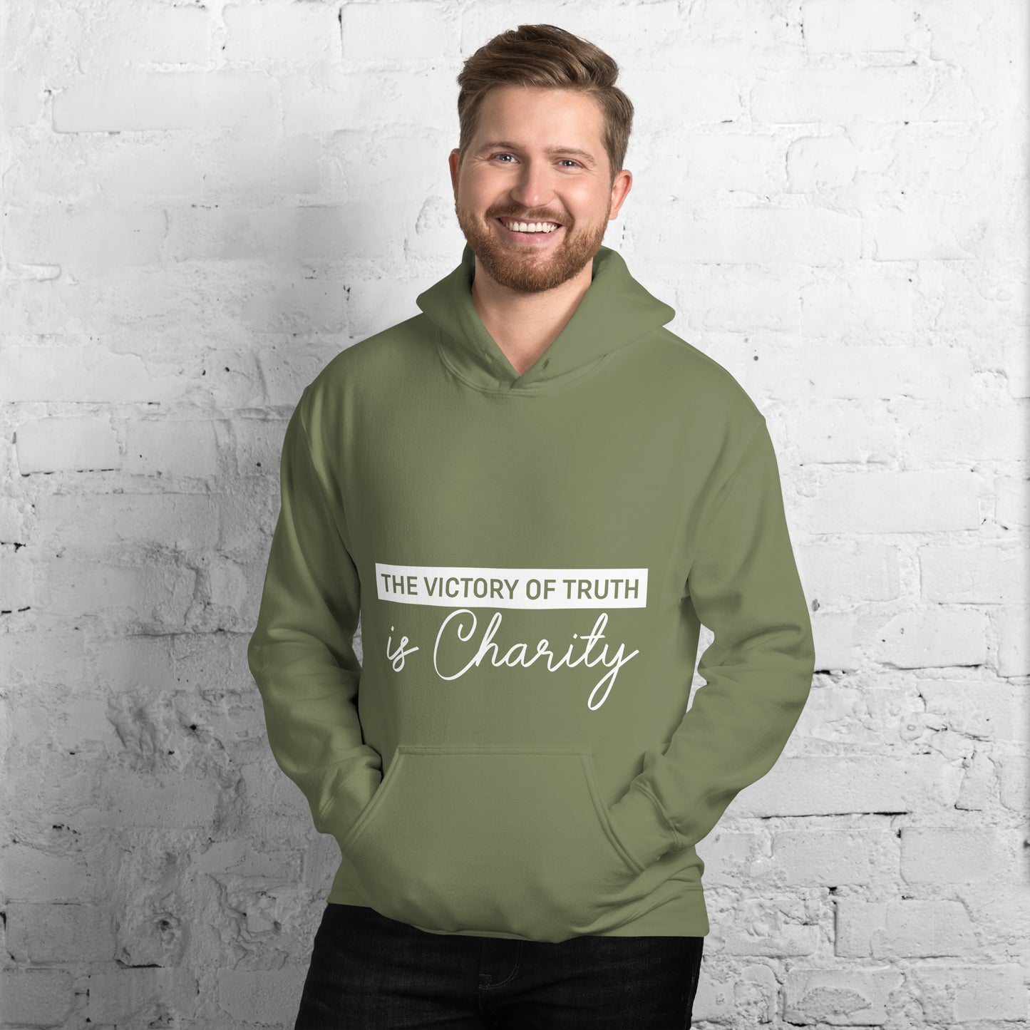 The Victory of Truth is Charity Men's Christian Hoodie