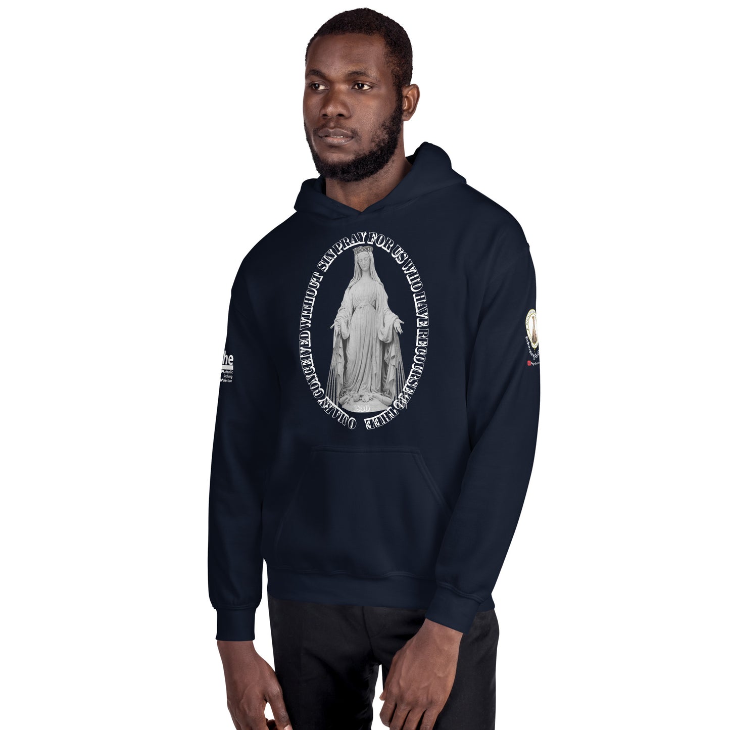 Miraculous Medal (coloured Hearts) Men's Hoodie