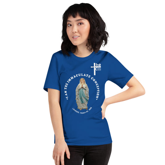 "I Am the Immaculate Conception" - Lourdes, France March 25, 1858 Women's t-Shirt