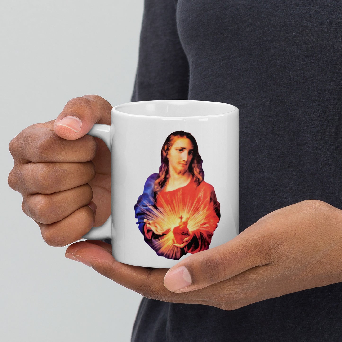 Sacred Heart of Jesus White glossy mug