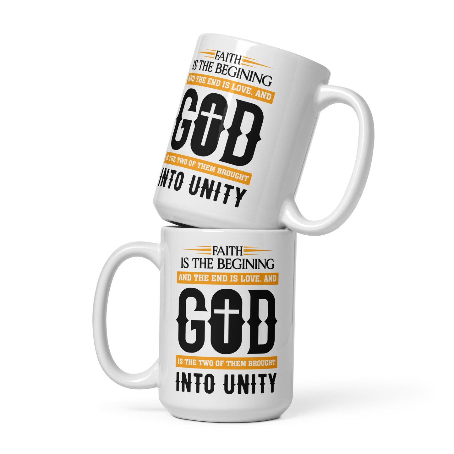 Faith and Love White glossy mug