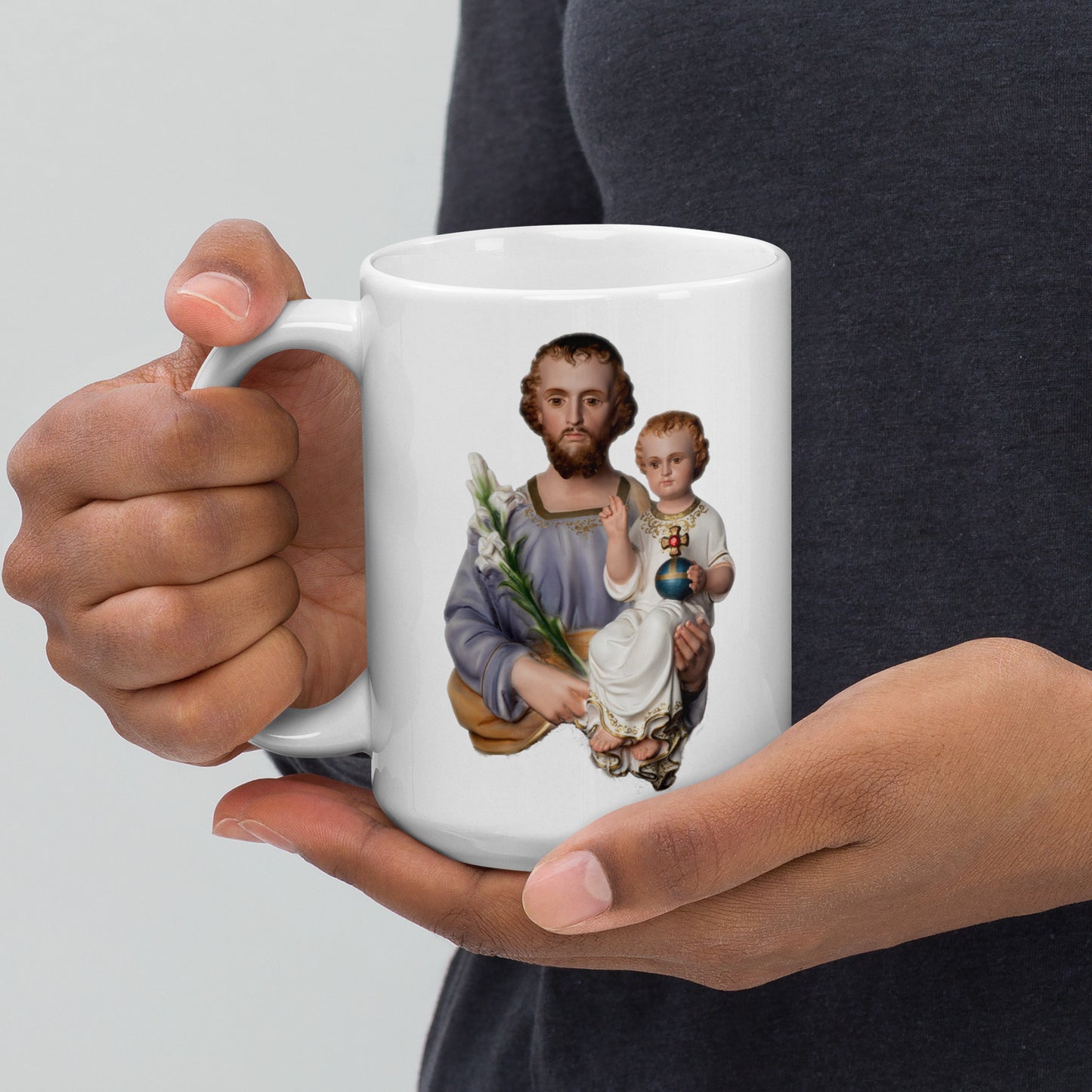 St Joseph White glossy mug