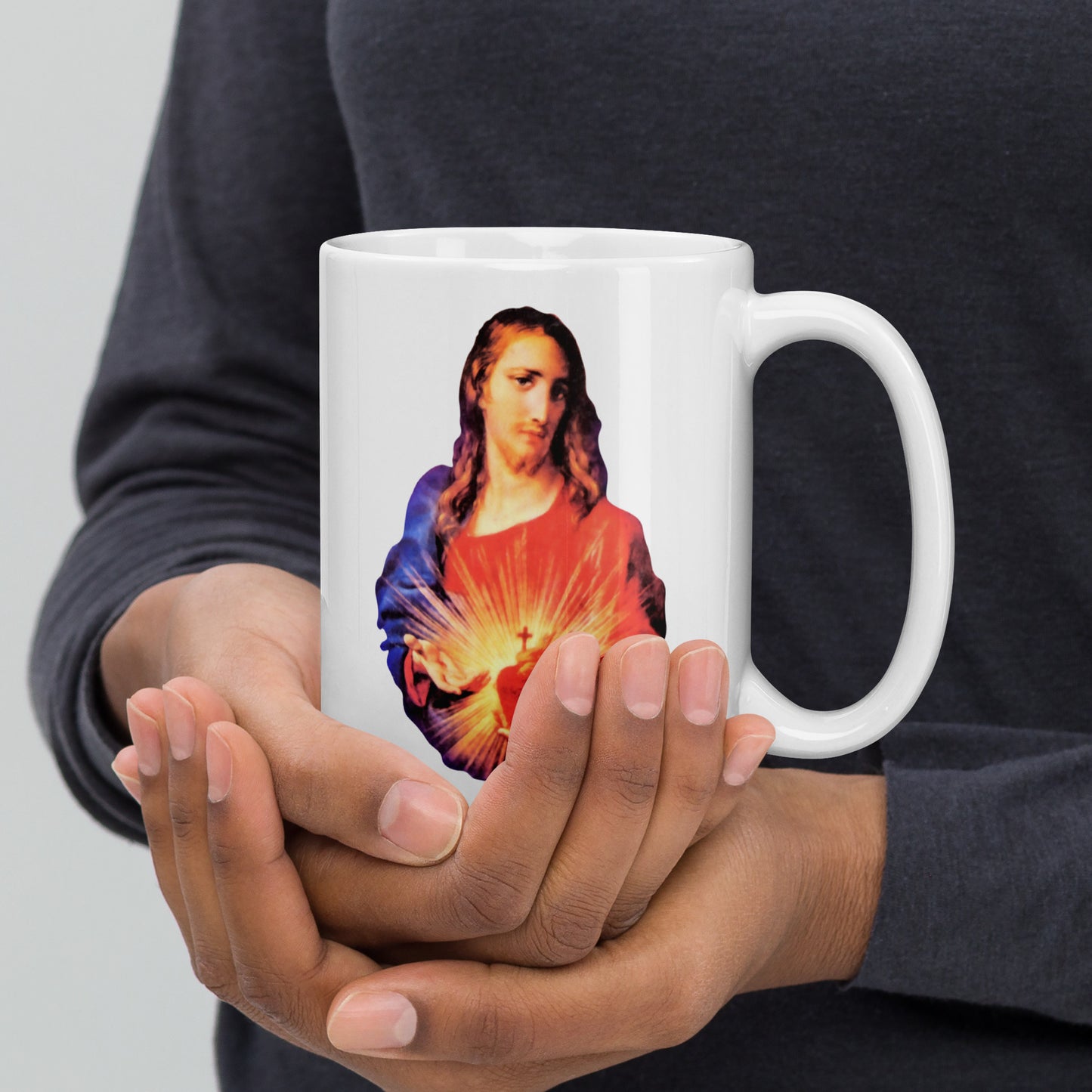 Sacred Heart of Jesus White glossy mug