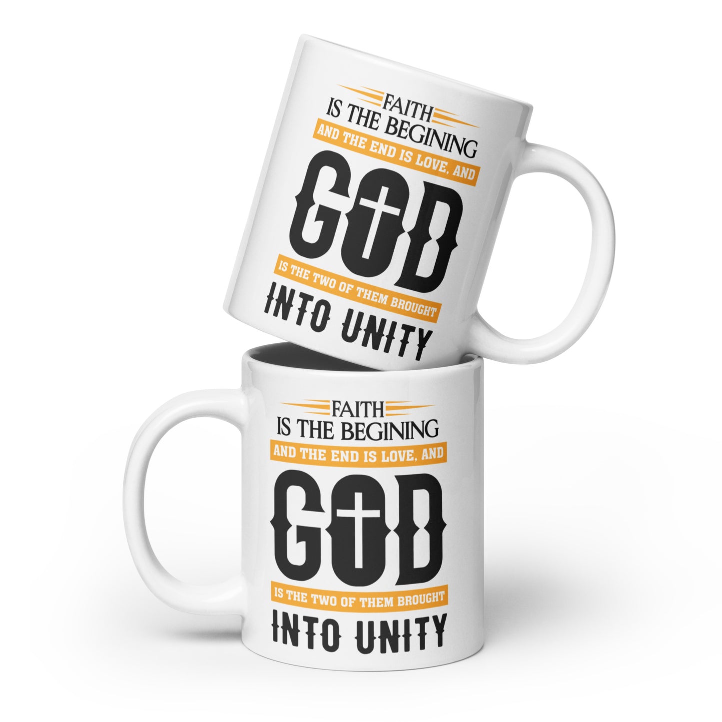 Faith and Love White glossy mug