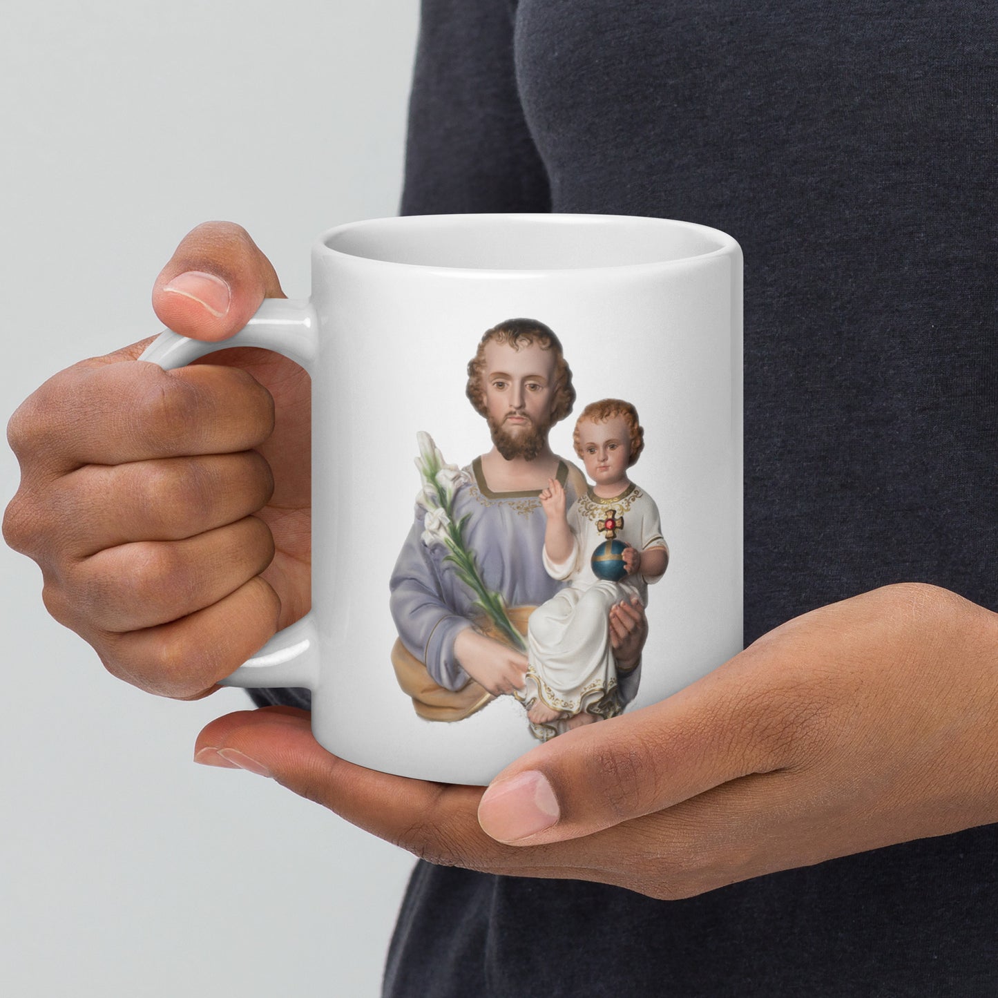St Joseph White glossy mug