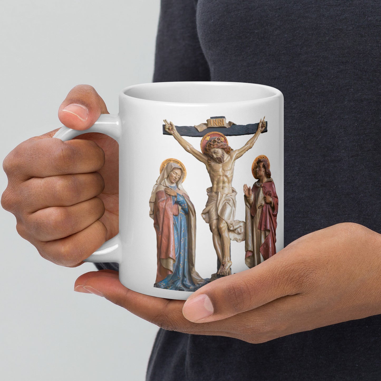 Crucifixion Scene White glossy mug