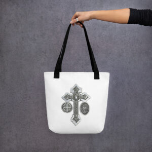 pardon crucifix tote bag