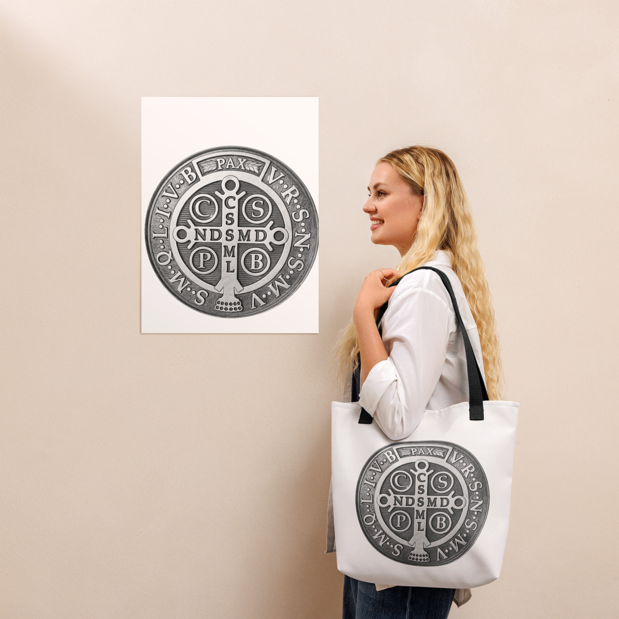 st benedict medal tote bag st benedict medal tote bag