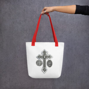 pardon crucifix tote bag