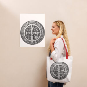 st benedict medal tote bag
