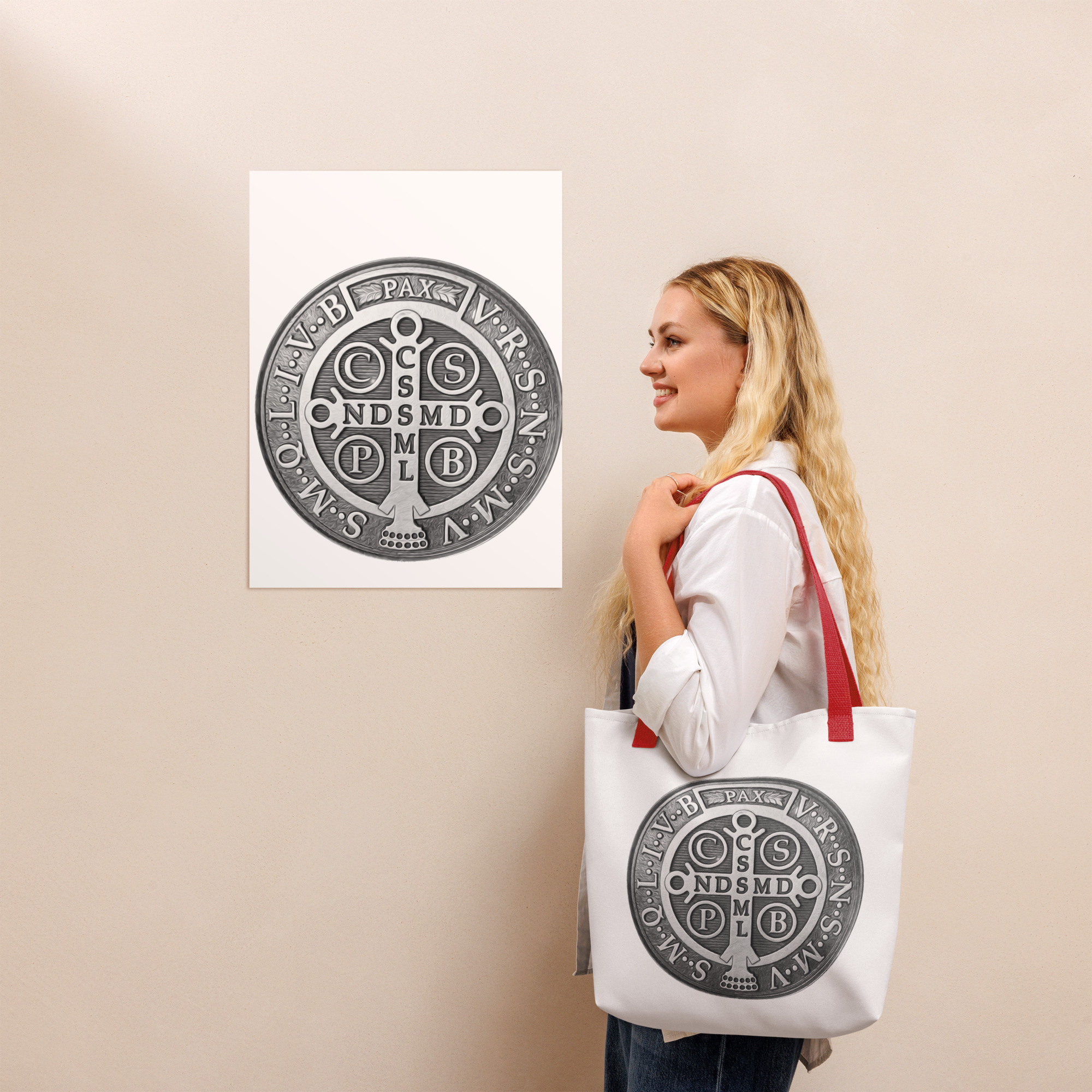 st benedict medal tote bag st benedict medal tote bag