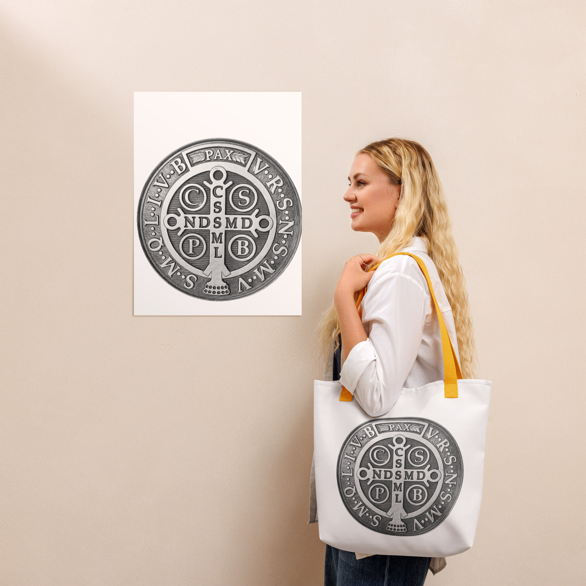 st benedict medal tote bag st benedict medal tote bag