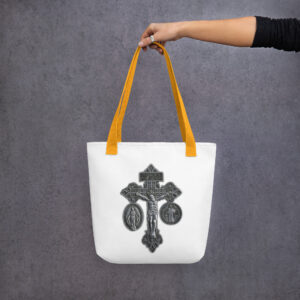 pardon crucifix tote bag