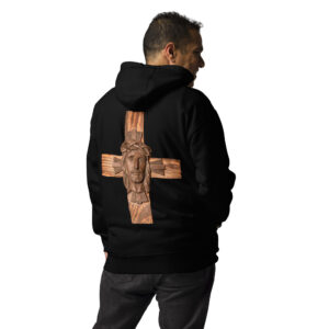 face of jesus on cross men's hoodie