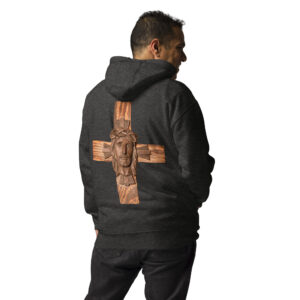 face of jesus on cross men's hoodie