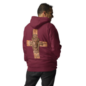 face of jesus on cross men's hoodie