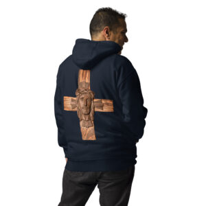 face of jesus on cross men's hoodie