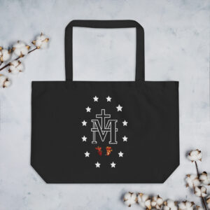miraculous medal large organic tote bag