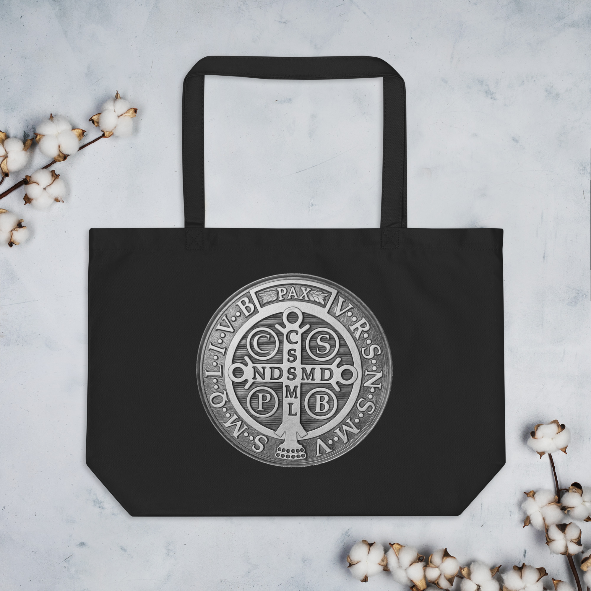 st benedict medal large organic tote bag st benedict medal large organic tote bag