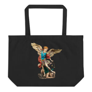 st michael archangel (colour) large organic tote bag