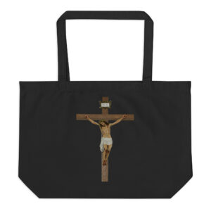 jesus crucified large organic tote bag