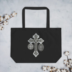 pardon crucifix large organic tote bag