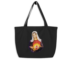 sacred heart of jesus | immaculate heart of mary large organic tote bag