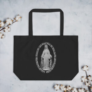 miraculous medal large organic tote bag