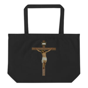 jesus crucified large organic tote bag