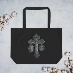 pardon crucifix large organic tote bag