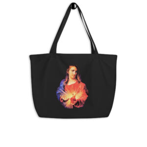 sacred heart of jesus | immaculate heart of mary large organic tote bag