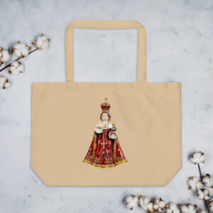 infant of prague large organic tote bag