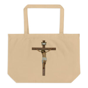 jesus crucified large organic tote bag