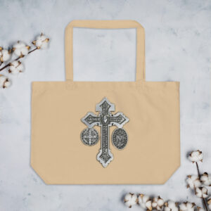 pardon crucifix large organic tote bag