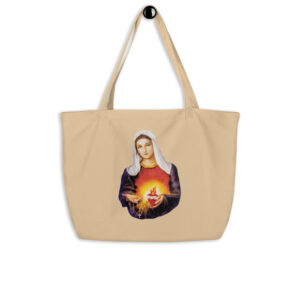 sacred heart of jesus | immaculate heart of mary large organic tote bag