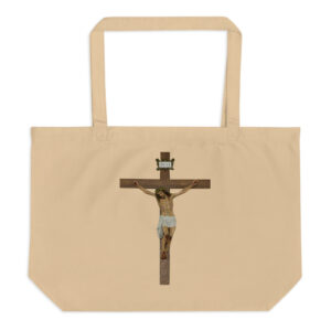 jesus crucified large organic tote bag