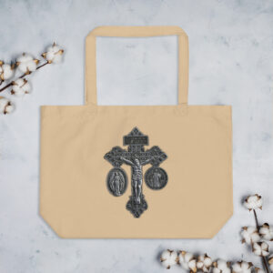 pardon crucifix large organic tote bag