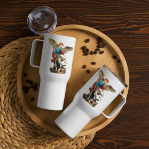 st michael archangel (coloured) travel mug with a handle