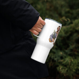 st joseph travel mug with a handle