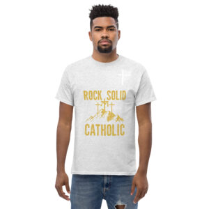 rock solid catholic men's t shirt