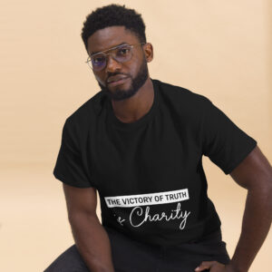the victory of truth is charity men's christian t shirt