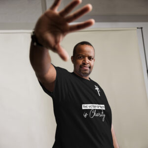 the victory of truth is charity men's t shirt