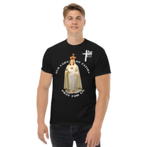 our lady of fatima pray for us men's t shirt