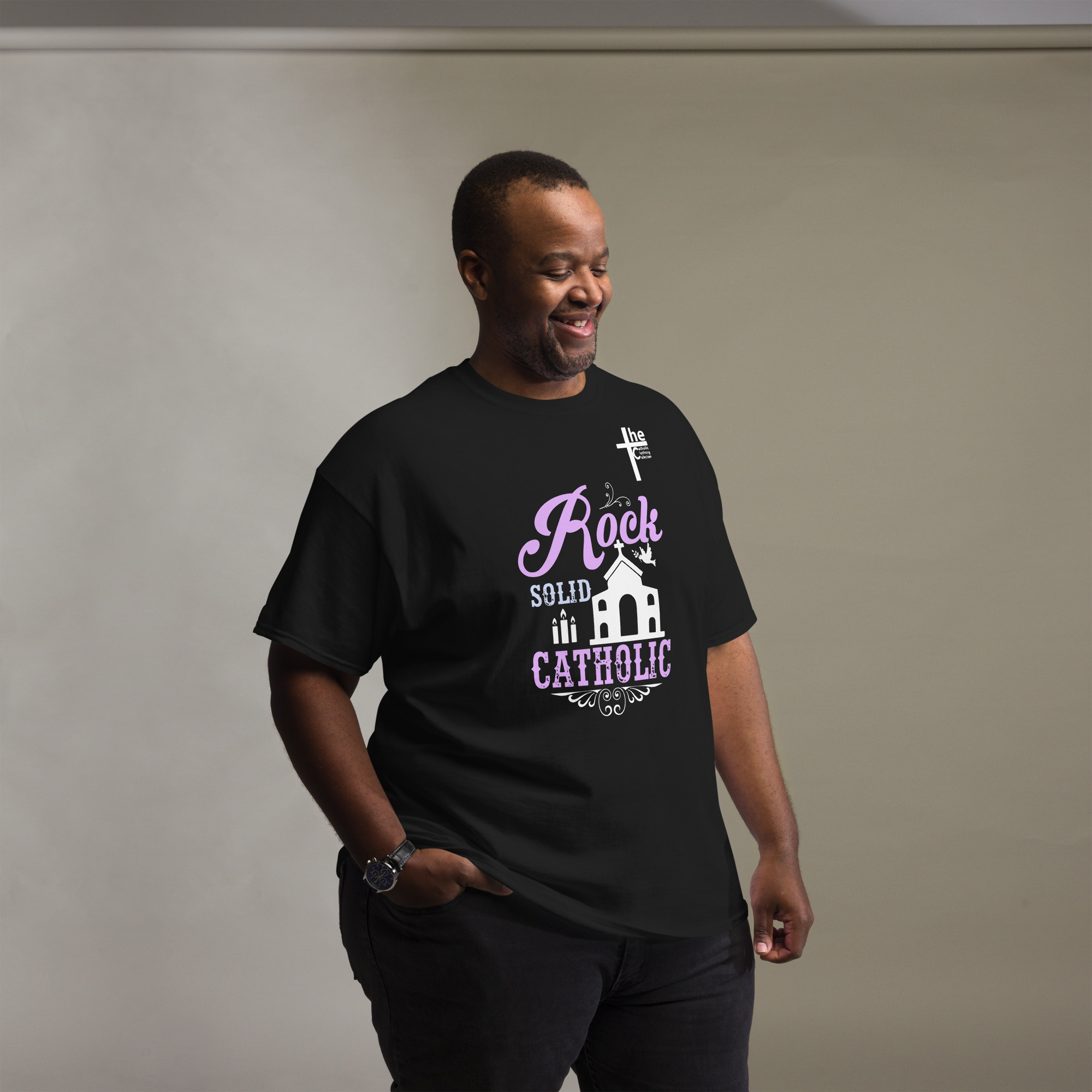 rock solid catholic men's t shirt rock solid catholic men's t shirt