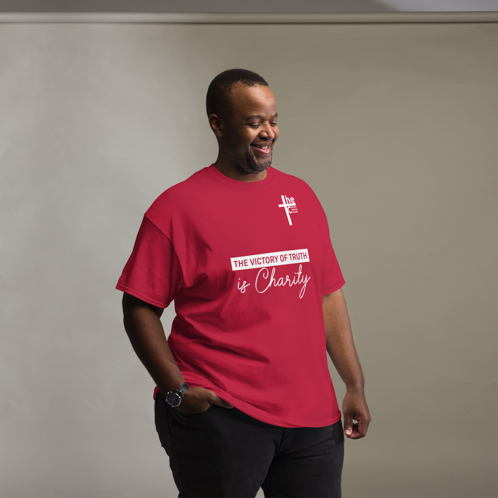 the victory of truth is charity men's t shirt the victory of truth is charity men's t shirt