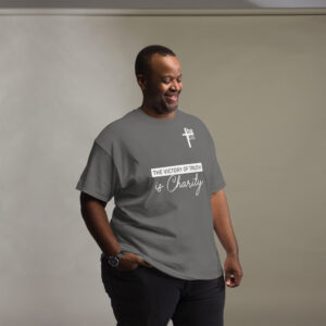 the victory of truth is charity men's t shirt