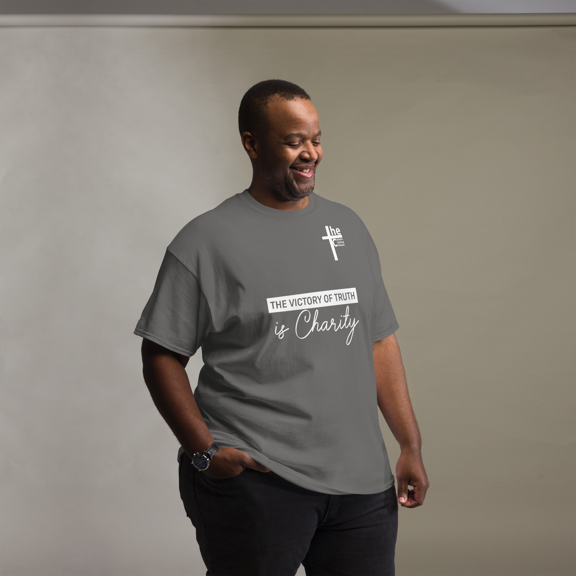 the victory of truth is charity men's t shirt the victory of truth is charity men's t shirt